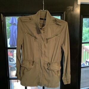 Max Jeans Tan Utility Jacket with Cinched Waist